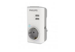 Philips CHP4010W/GRS Μονόπριζο ασφαλείας με 2USB