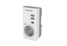 Philips CHP8010W/GRS Μονόπριζο ασφαλείας με 2USB+Type-C