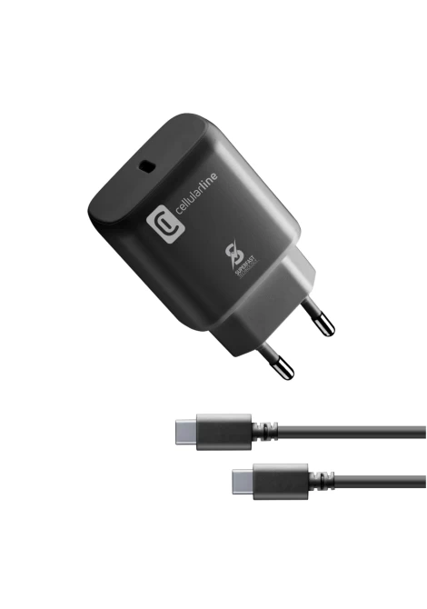 CELLULAR LINE Σετ Φορτιστής Σπιτιού Samsung με Θύρα Type-C και Καλώδιο Type-C 25W Μαύρο (49890)