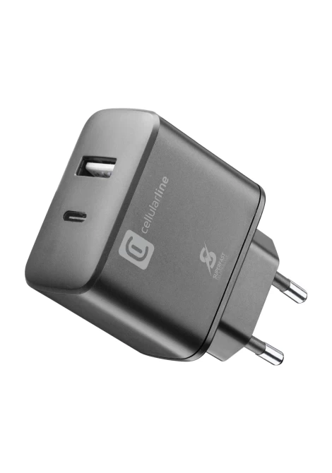 CELLULAR LINE 420047 Φορτιστής Σπιτιού Dual Port για Samsung με Θύρα USB-A και Type-C 25W Μαύρος (490188)