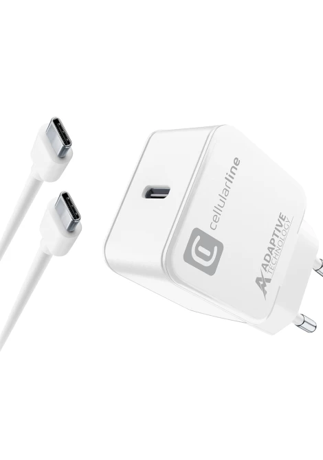 CELLULAR LINE 434785 Σετ Φορτιστής Samsung με θύρα Τype-C και καλώδιο Type-C 15W Λευκό (490599)