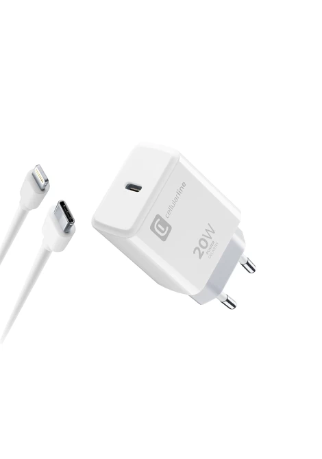 CELLULAR LINE 398476 Σετ Φορτιστής για iPhone με Θύρα Type-C και Καλώδιο USB-C/Lightning 20W Λευκό (49839)