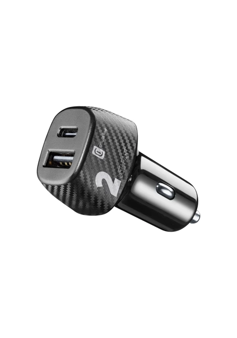CELLULAR LINE Φορτιστής Αυτοκινήτου με 2 θύρες USB-C και USB 32W Μαύρος (490174)