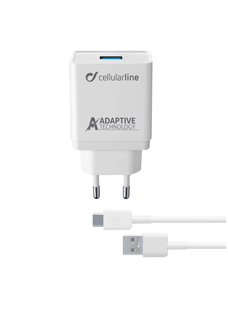 CELLULAR LINE 303906 Σετ Φορτιστής Samsung με Θύρα USB-A και Καλώδιο Type-C 15W Λευκό (49125)