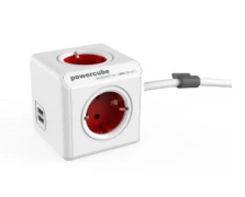 ALLOCACOC PowerCube Extended USB Κόκκινο Πολύμπριζο (1406RD/DEEUPC)