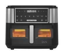 Izzy IZ-8225 Digital Φριτέζα Αέρος Inox XXL DUAL 10Lt με Παράθυρο (224915)