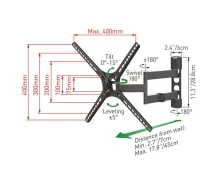 Barkan BM343 Βάση Τηλεόρασης Τοίχου 13'' - 65'' με Βραχίονα και Κλίση Μαύρη (950024)
