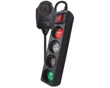 CRYSTAL AUDIO CP-4+1 Πολύπριζο Προστασίας Schuko 4+1 Θέσεων 1300j Μαύρο (381040)