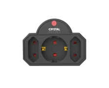 CRYSTAL AUDIO SP21-1300-70 Μαύρο Πολύπριζο Προστασίας 1 Θέσης Schuko & 2 Απλών Θέσεων 1300j/70d (381012)