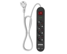Crystal Audio Elegance ES3PD Μαύρο Πολύπριζο Schuko 3 Θέσεων + 2 USB (381805)