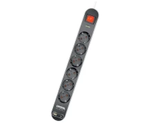 Crystal Audio Elegance ES6PD Μαύρο Πολύπριζο Schuko 6 Θέσεων + 2 USB (381806)