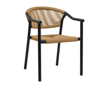 Varossi Πολυθρόνα Aloha φυσικό με μαύρο σκελετό 55.5 x 60.5 x 77.5 (900-322)