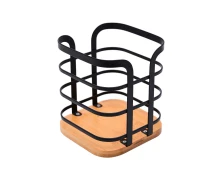 ESTIA ΘΗΚΗ ΓΙΑ ΚΟΥΤΑΛΕΣ BAMBOO ΜΕΤΑΛΛΙΚΗ 12x12x14.5cm ΜΑΥΡΗ