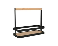 ESTIA ΘΗΚΗ ΟΡΓΑΝΩΣΗΣ BAMBOO ESSENTIALS ΜΕ ΧΕΡΟΥΛΙ 24x10.5x21.3cm ΜΕΤΑΛΛΙΚΗ ΜΑΥΡΗ