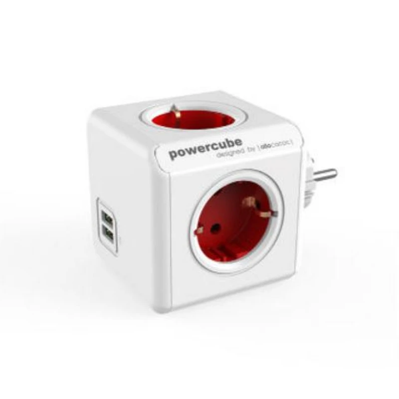 ALLOCACOC PowerCube Original USB Κόκκινο Πολύμπριζο (1202RD/DEOUPC)