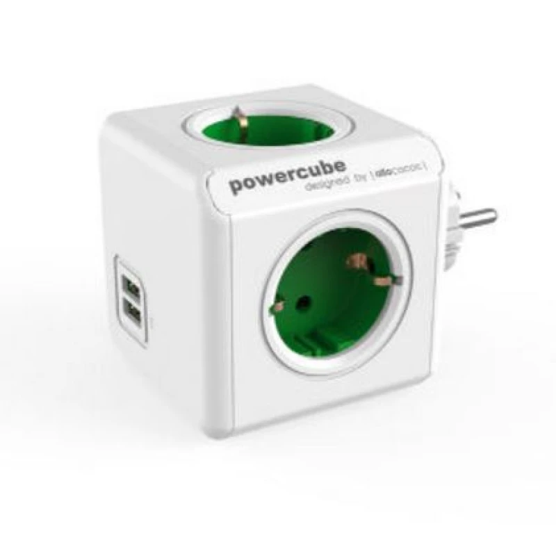 ALLOCACOC PowerCube Original USB Πράσινο Πολύμπριζο (1202GN/DEOUPC)