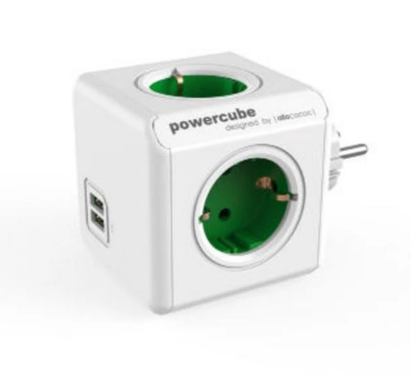 ALLOCACOC PowerCube Original USB Πράσινο Πολύμπριζο (1202GN/DEOUPC)