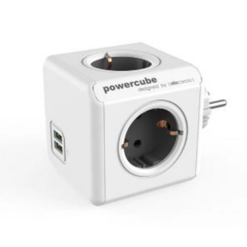 ALLOCACOC PowerCube Original USB Γκρι Πολύμπριζο (1202GY/DEOUPC)