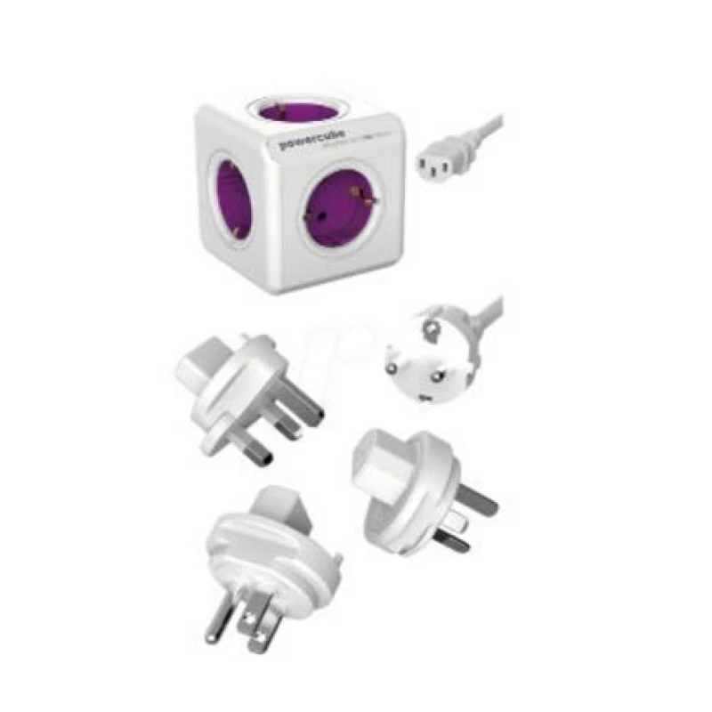 ALLOCACOC PowerCube ReWirable + 3x plugs + IEC EU καλώδιο Μωβ Πολύμπριζο (1801/DERW3P)