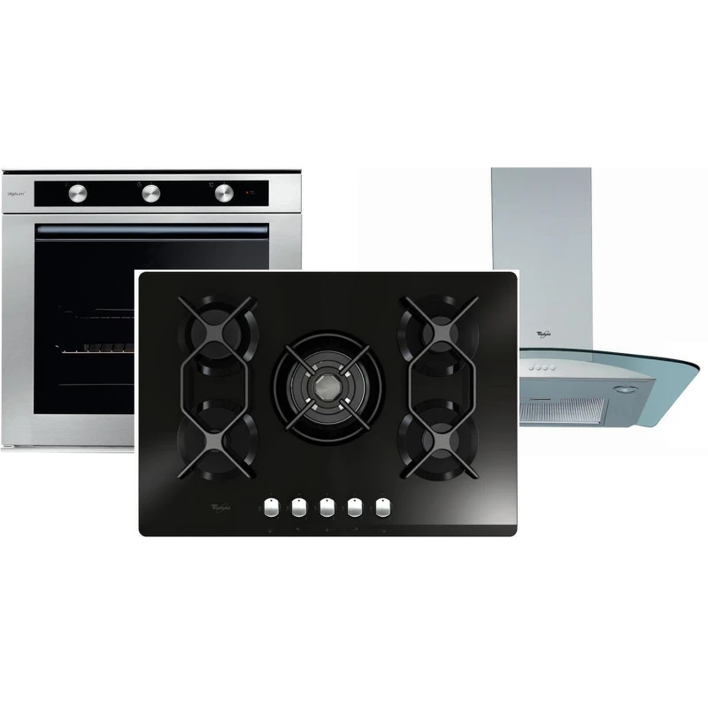 Whirlpool AKPM 6580IXL + AKT 486/NB + AKR 694 IX Σετ Φούρνος/Εστία/Απορροφητήρας