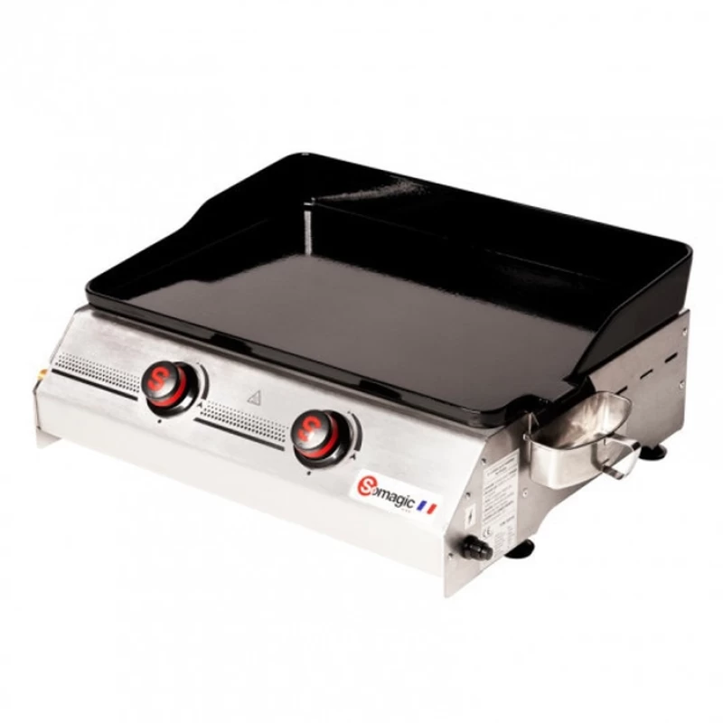 Somagic So Premium 2 καυστήρες Επιτραπέζιo Πλατώ Υγραερίου με Μαντεμένια Πλάκα Ψησίματος 