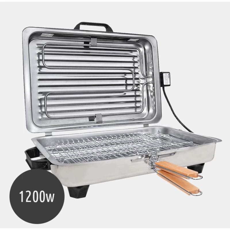 Roller Ψηστιέρα Ορθογώνια 1200w Γίγας Inox με Σχάρα Χρωμίου (20107)