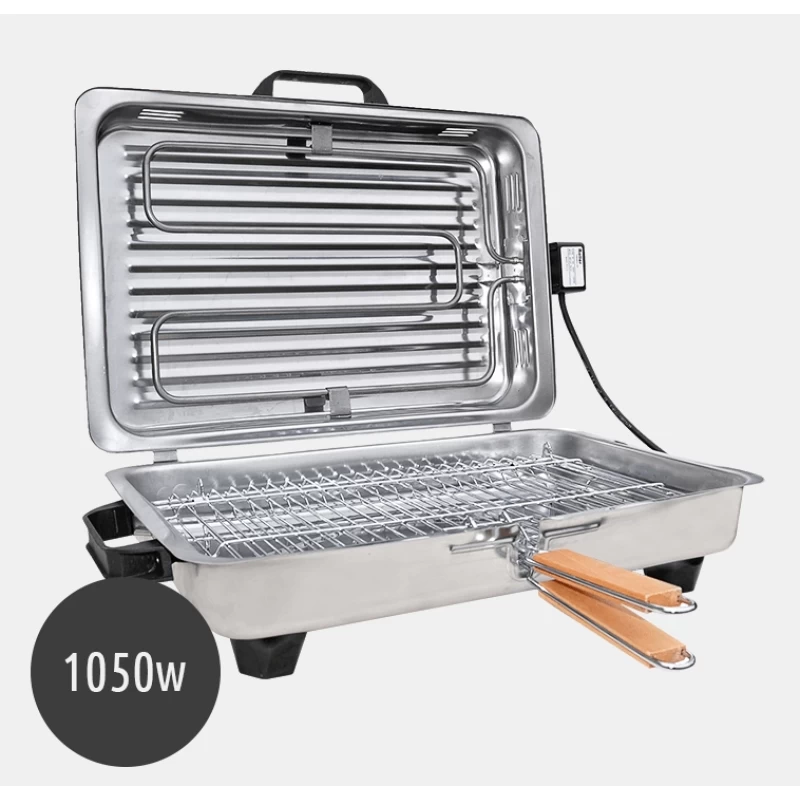 Roller Ψηστιέρα Ορθογώνια 1050w Μεγάλη Inox με Σχάρα Χρωμίου (20106)