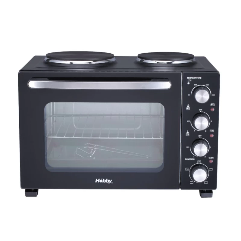 Hobby HEO-40370 35lt με 2 Εστίες 3000W Μαύρο Ηλεκτρικό Φουρνάκι (400370)