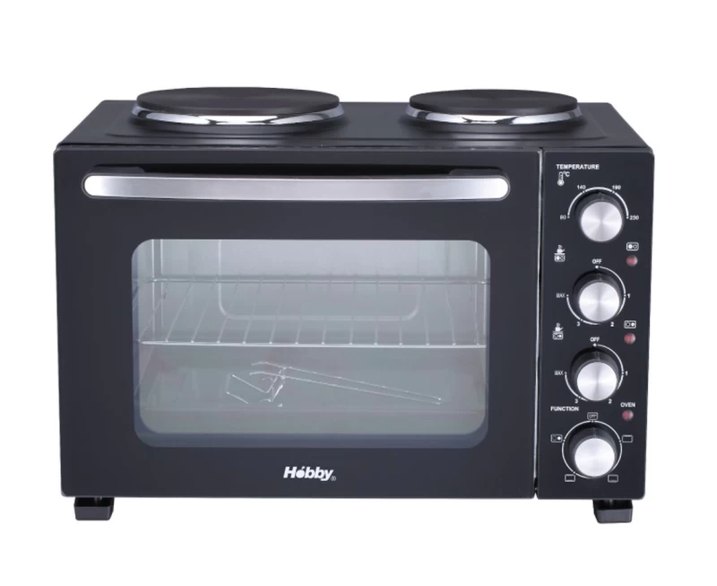 Hobby HEO-40370 35lt με 2 Εστίες 3000W Μαύρο Ηλεκτρικό Φουρνάκι (400370)