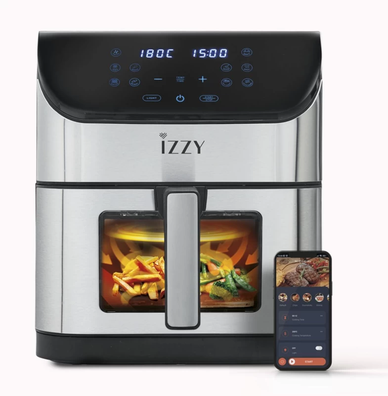 Izzy IZ-8229 Digital Φριτέζα Αέρος Inox XL 8Lt WiFI με Παράθυρο (224317)