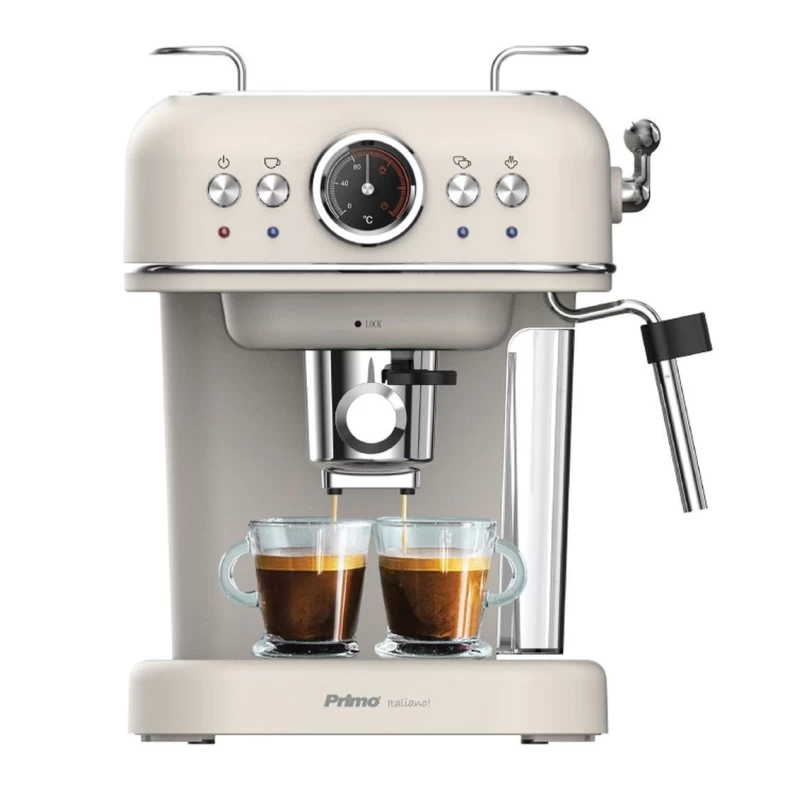 Primo PREM-40445 Μηχανή Καφέ Espresso Eco 20Bar 3σε1 Αναλογικό καντράν θερμοκρασίας Ιβουάρ-Chrome (400445)