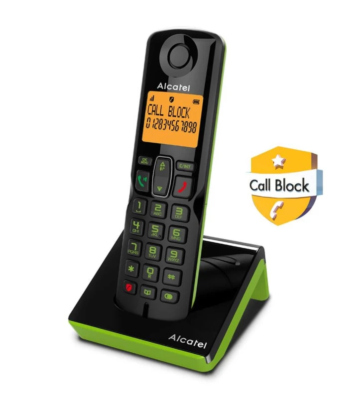 Alcatel S280 EWE Μαύρο/Πράσινο Ασύρματο τηλέφωνο με δυνατότητα αποκλεισμού κλήσεων (010055)