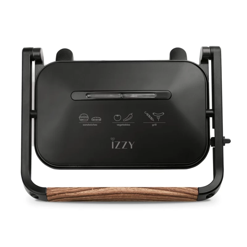 Izzy IZ-2013 Μαύρη Σαντουϊτσιέρα Panini Wooden 1300W Grill (224144)
