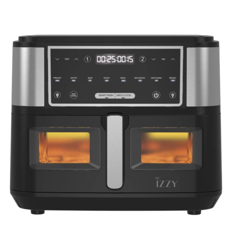 Izzy IZ-8225 Digital Φριτέζα Αέρος Inox XXL DUAL 10Lt με Παράθυρο (224915)