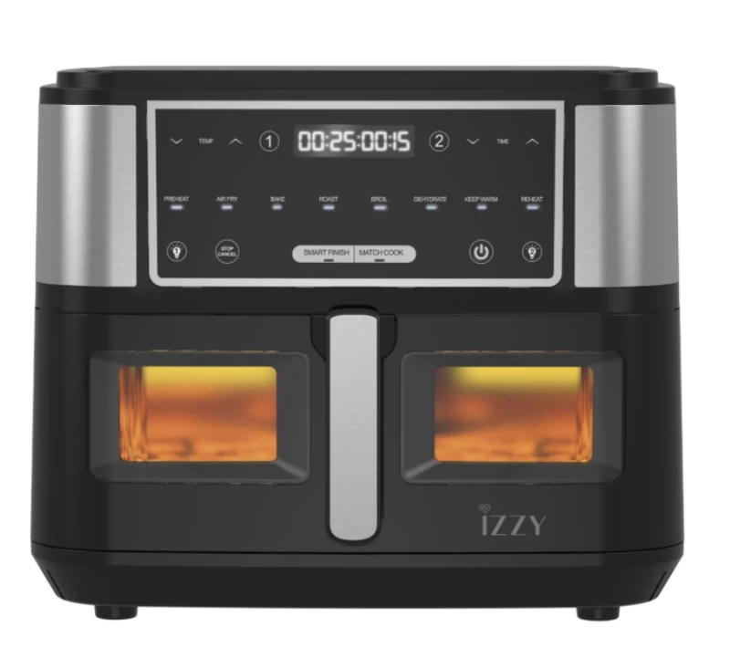 Izzy IZ-8225 Digital Φριτέζα Αέρος Inox XXL DUAL 10Lt με Παράθυρο (224915)