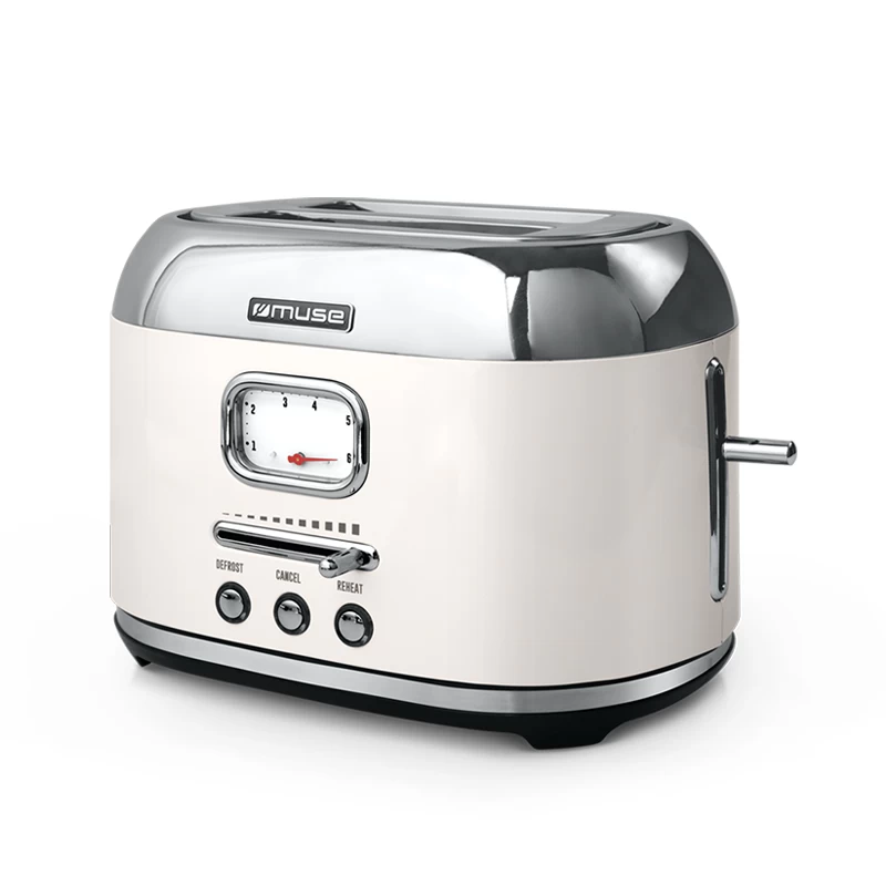 Muse MS-120 SC 2Θέσεων 1000W Inox/Κρέμ Φρυγανιέρα (400413)
