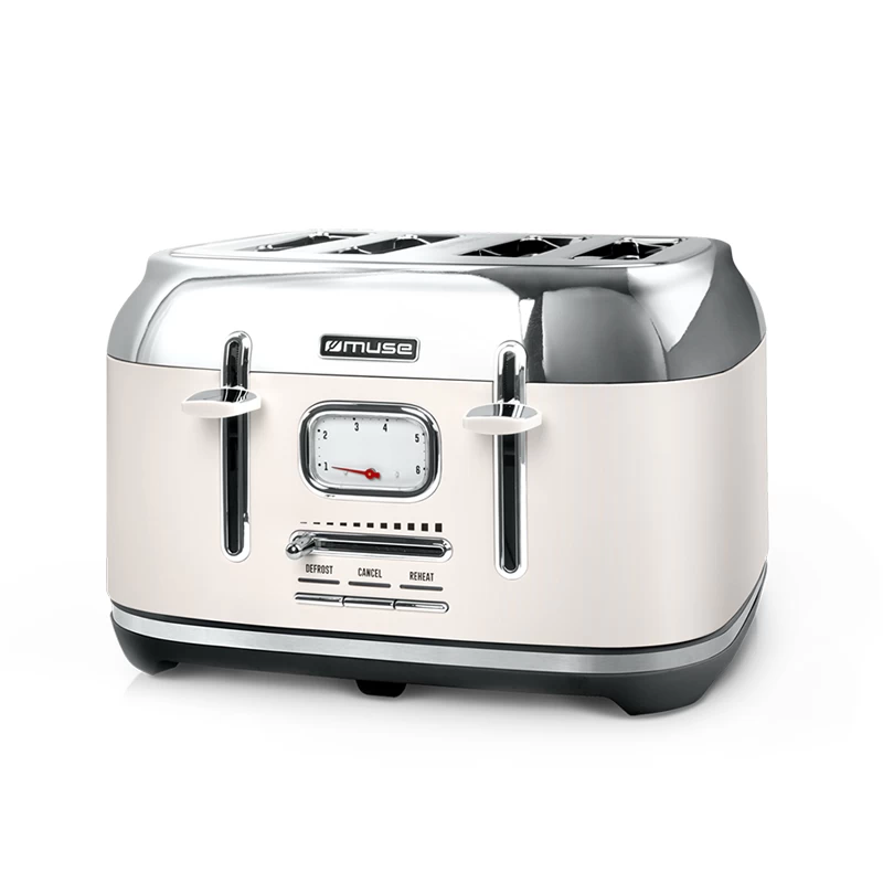 Muse MS-131 SC 4Θεσεων 1800W Inox/Κρέμ Φρυγανιέρα (400480)