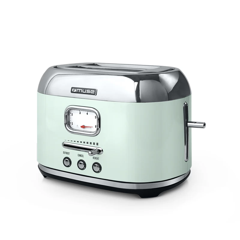 Muse MS-120 AG 2Θεσεων 1000W Inox/Πράσινο Φρυγανιέρα (400491)