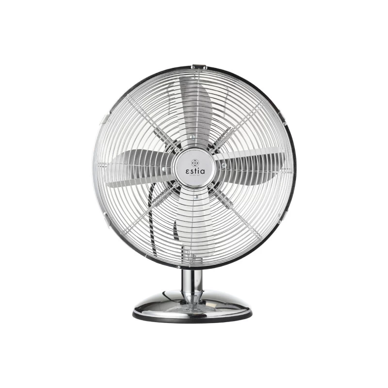 Estia RetroFlow 30cm 40W Μεταλλικός Ασημί Ανεμιστήρας Επιτραπέζιος (06-21542)