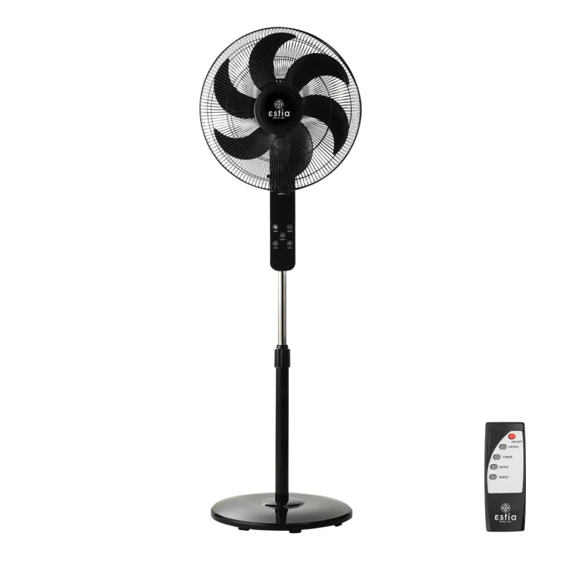 Estia Bow 40cm 60W Μαύρος Ανεμιστήρας ορθοστάτης με Τηλεχειρισμό (06-21122)