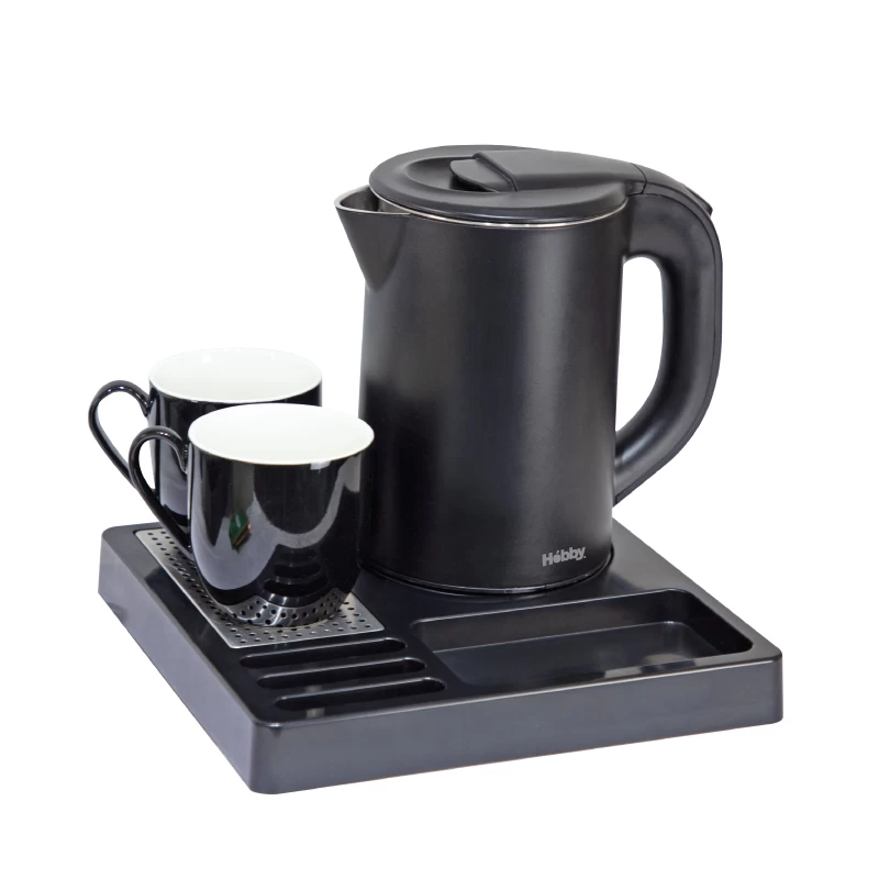 Hobby HWT-50075 Ξενοδοχειακό σετ καλωσορίσματος με Ανοξείδωτο Cool touch Μαύρο βραστήρα 0.8L 1200W (500075)