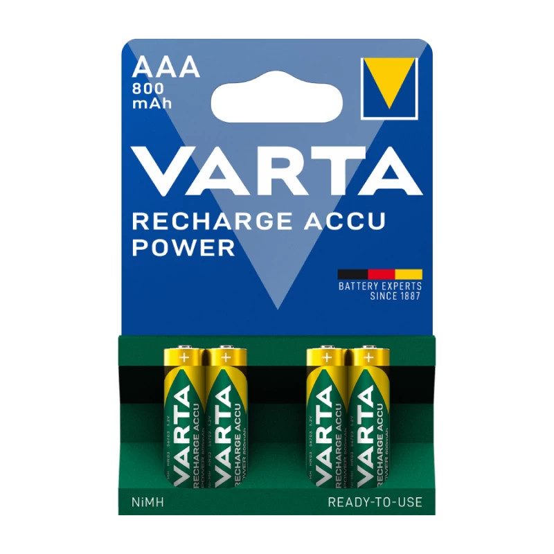 VARTA ΕΠΑΝΑΦΟΡΤΙΖΟΜΕΝΗ 800mAh συσκ.4 AAA (12829)
