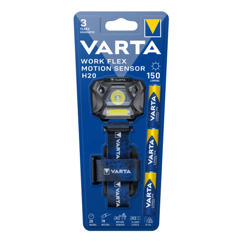 VARTA Φακός Κεφαλής LED Work Flex Motion Sensor H20 + 3xAAA (123494)