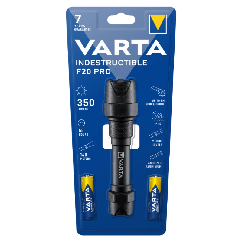 VARTA Φακός Indestructible F20 Pro + 2xAA (123406)