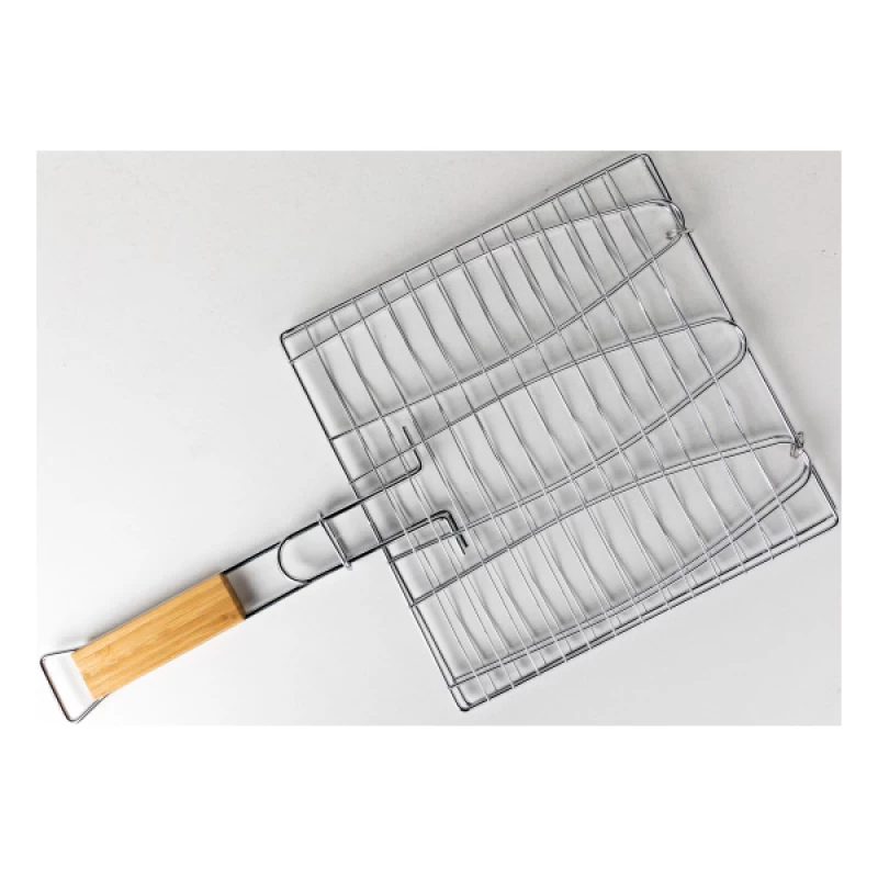 Somagic Διπλή Σχάρα Ψαριού 28x28cm με Ξύλινη Λαβή (450210)