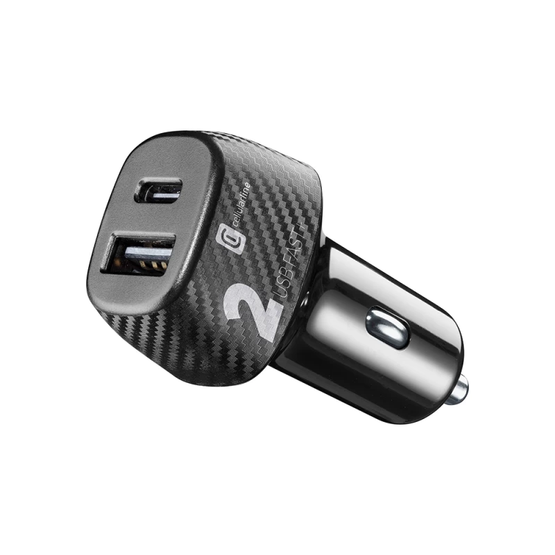 CELLULAR LINE Φορτιστής Αυτοκινήτου με 2 θύρες USB-C και USB 32W Μαύρος (490174)