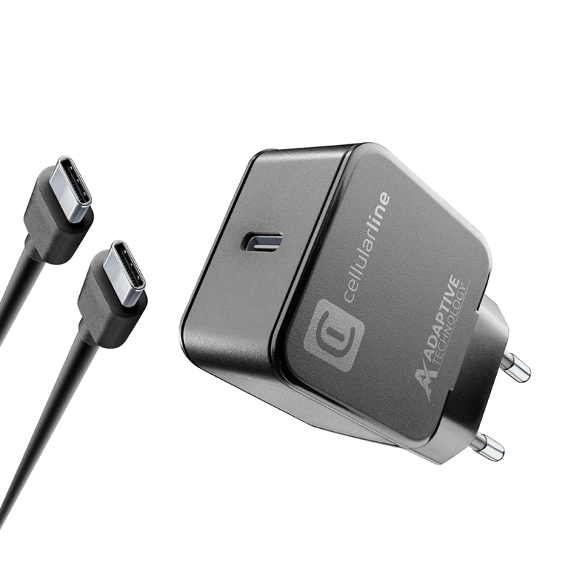 CELLULAR LINE 434778 Σετ Φορτιστής Samsung με θύρα Τype-C και καλώδιο Type-C 15W Μαύρο (490598)