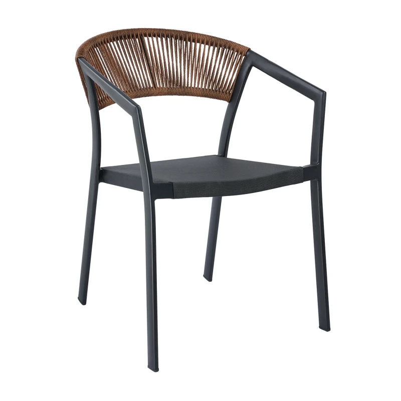 Varossi Πολυθρόνα Beluga Καφέ με Μαύρο Σκελετό 56 x 60 x 80 (900-288)
