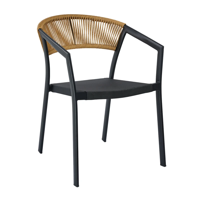 Varossi Πολυθρόνα Beluga Φυσικό με Μαύρο Σκελετό 56 x 60 x 80 (900-289)