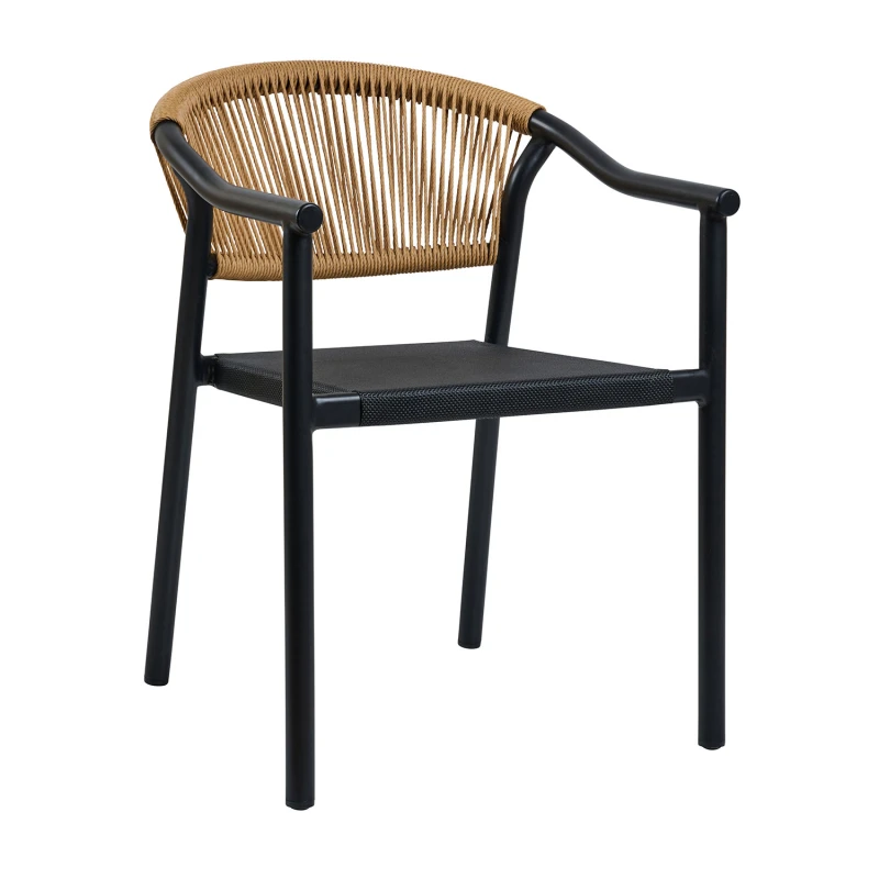 Varossi Πολυθρόνα Aloha-TX φυσικό με μαύρο σκελετό 55.5 x 60.5 x 77.5 (900-318)